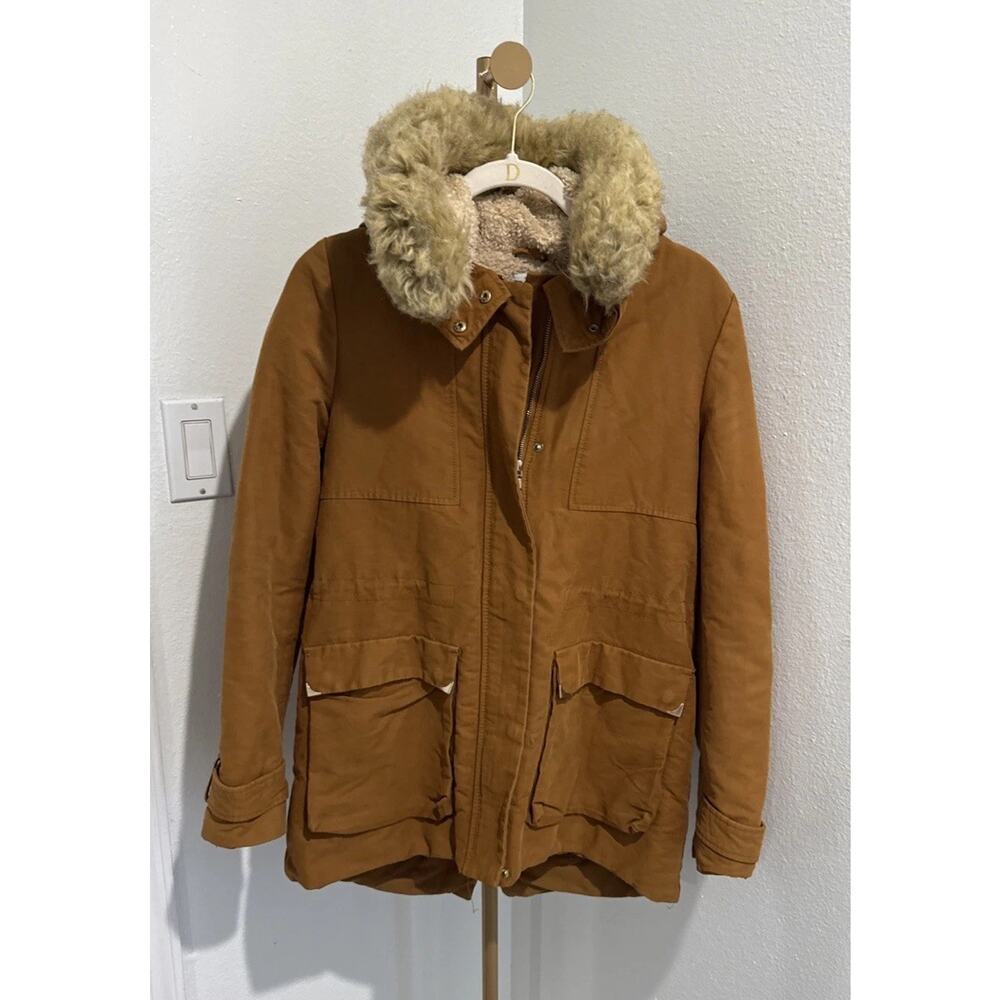 Zara Trafaluc Outerwear Fur JacketHooded Parka Brown Women’s‎ Size Small
